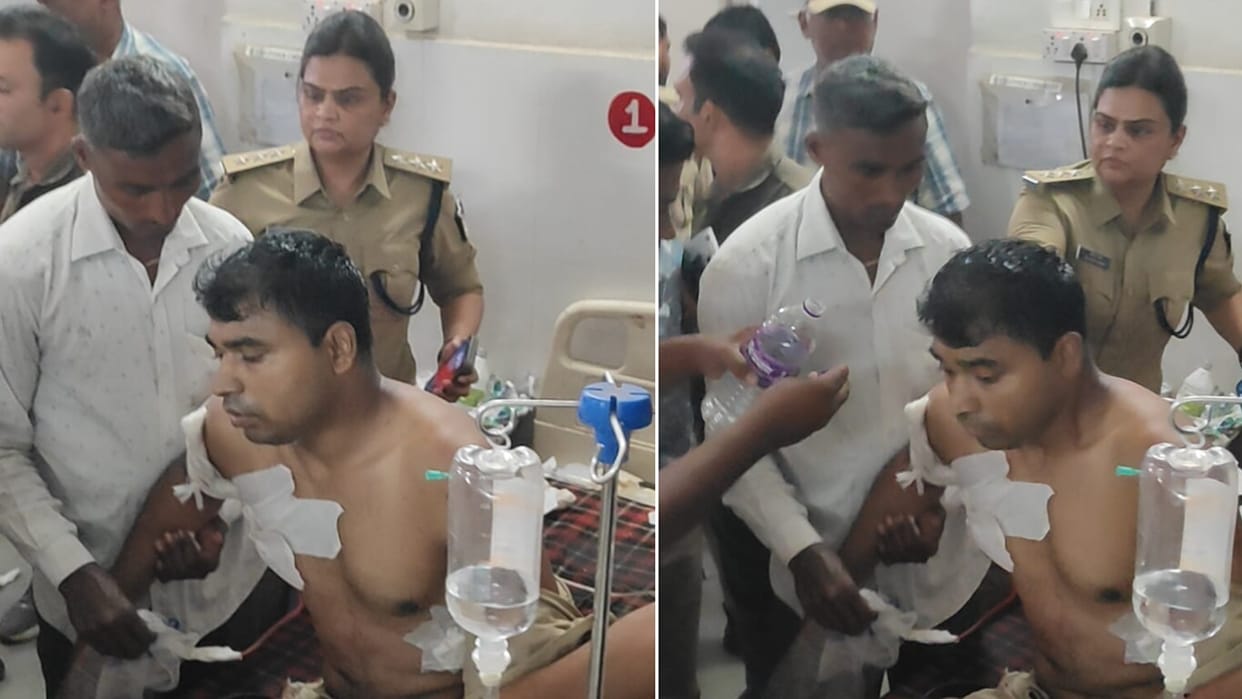 dhar police constable rameshwar goyal shot near dudhi bypass kunda phata referred to indore