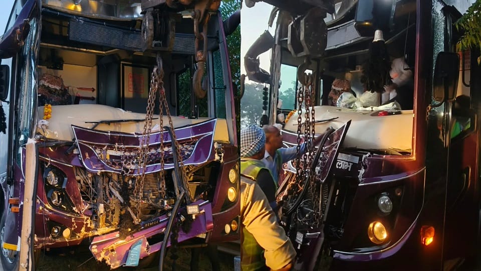 Double Decker Bus Crashes into Container on Yamuna Expressway Woman Dies