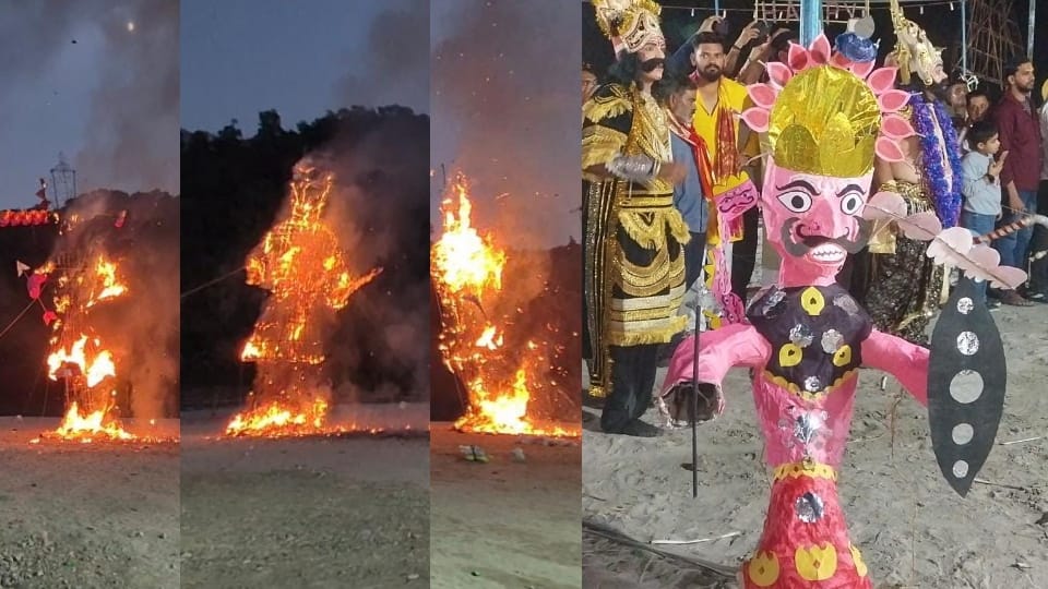Rishikesh Effigies destroyed by short circuit three foot tall Ravana crafted by children steals show