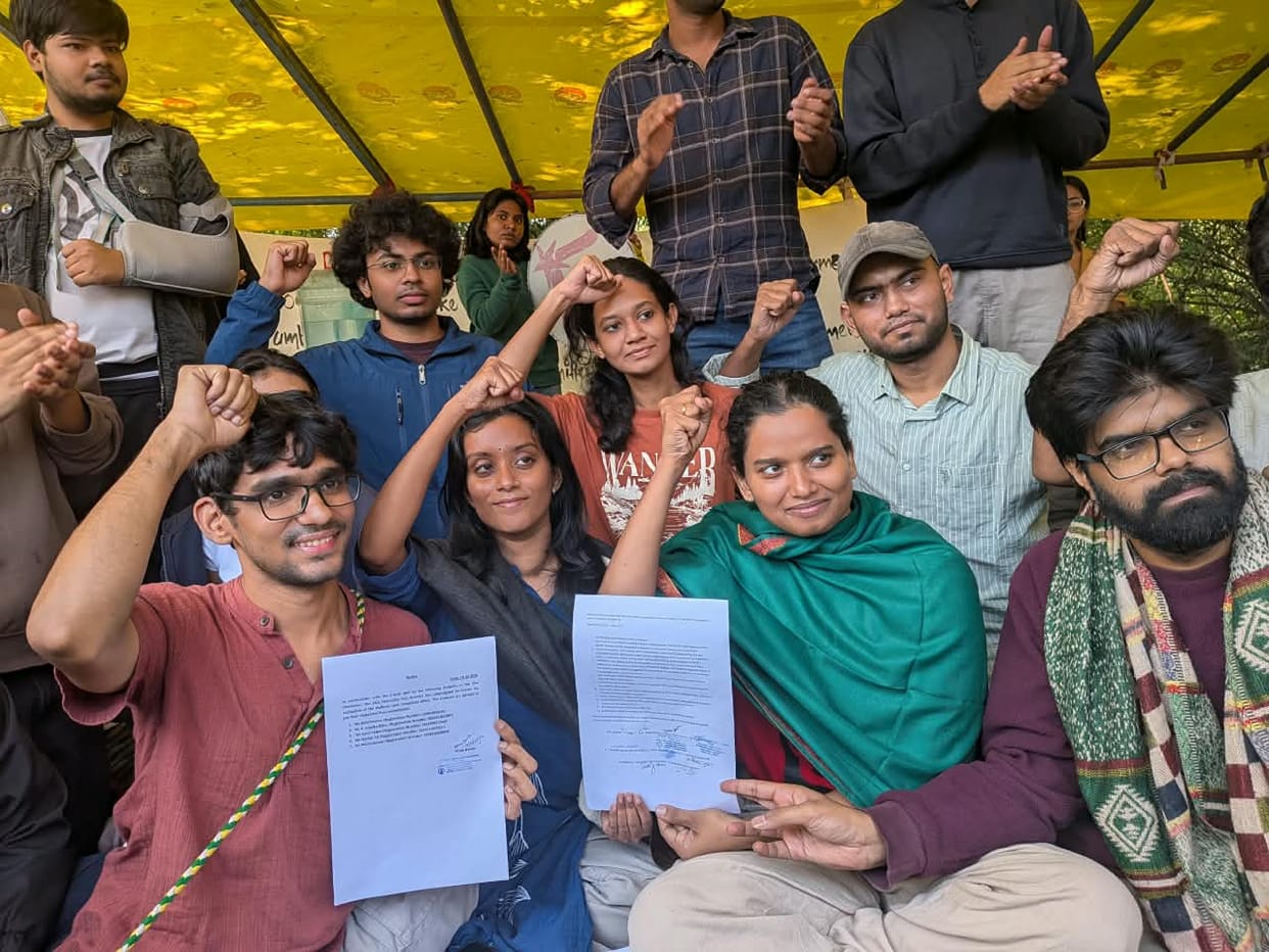 jnu students hunger strike ends five student leaders expulsion revoked fir inquiry