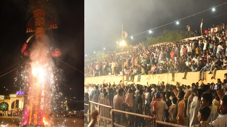 120-Foot Ravana Goes Up in Flames Amid Grand Fireworks in Agra