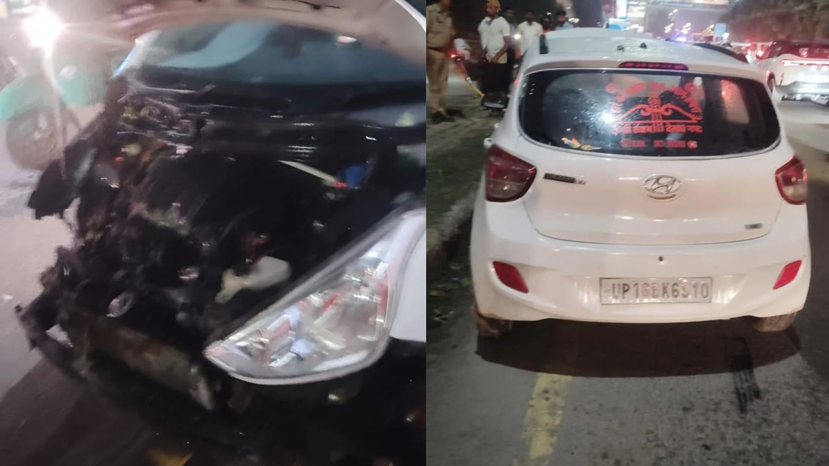 ग्रेटर नोएडा: एक मूर्ति यूटर्न पर कार में लगी आग, दशहरा मेले से लौट रहे लोग जाम में फंसे, वाहनों की लंबी कतार
