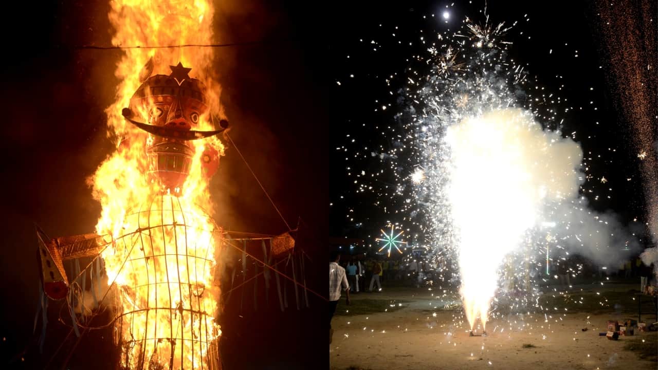 Ravana effigy was burnt in Ramlila on Vijayadashami in Bareilly