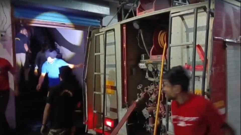 Fire breaks out at a furniture showroom in Moga