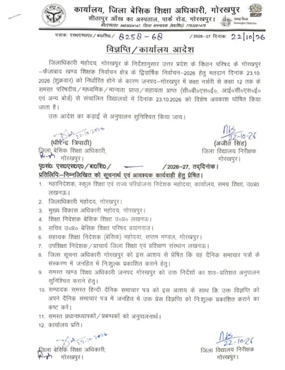 All Schools Up to Class 12 to Remain Closed Tomorrow Due to Teachers MLC Election