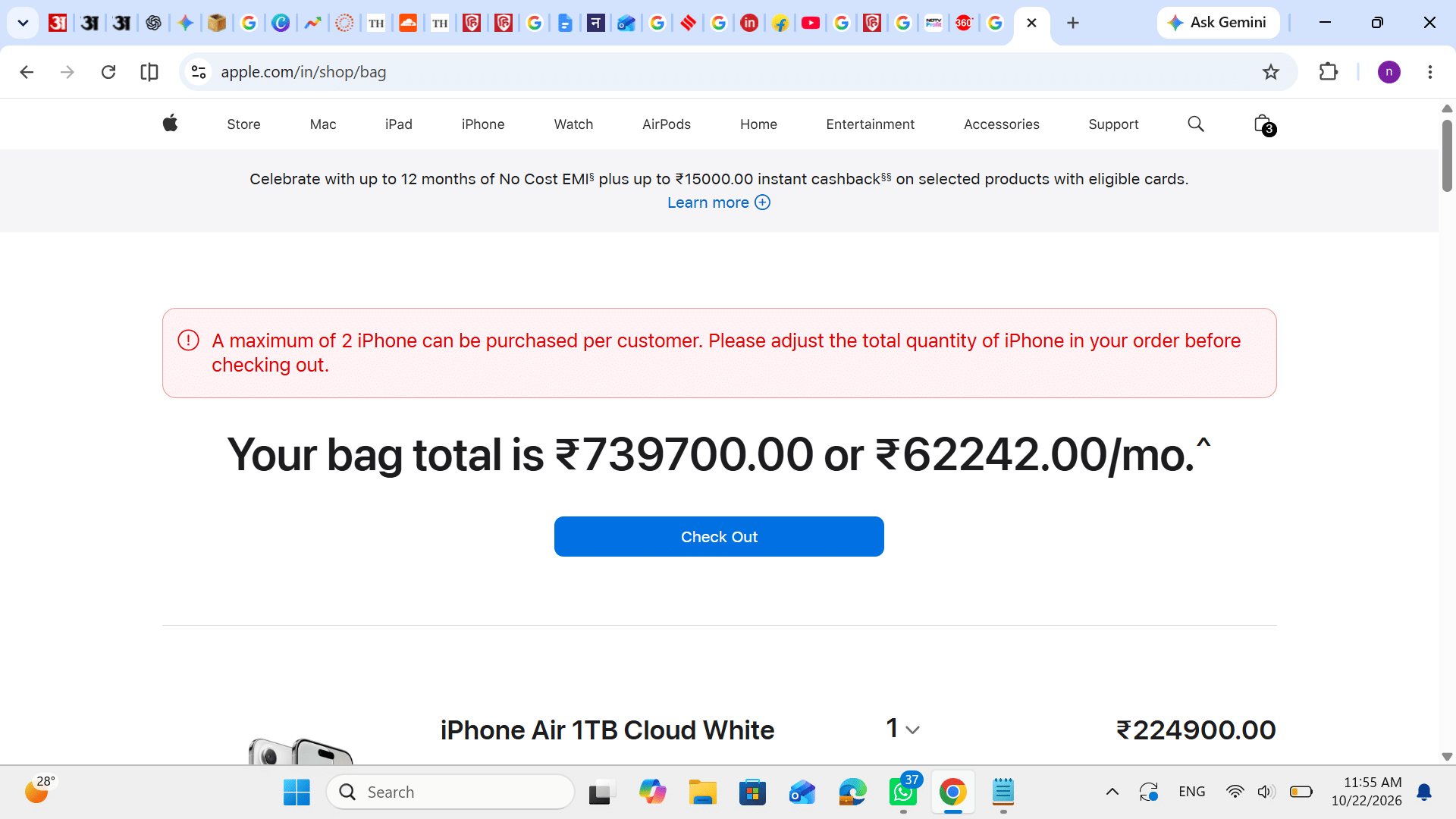 apple restricts iphone purchases in india two units per customer limit
