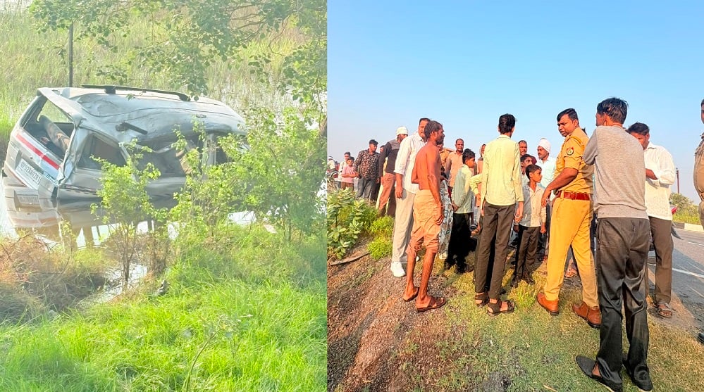 उरई हादसा: स्कूली वैन को डीसीएम ने मारी टक्कर, अनियंत्रित होकर खंती में गिरी, चालक की तलाश में जुटी पुलिस