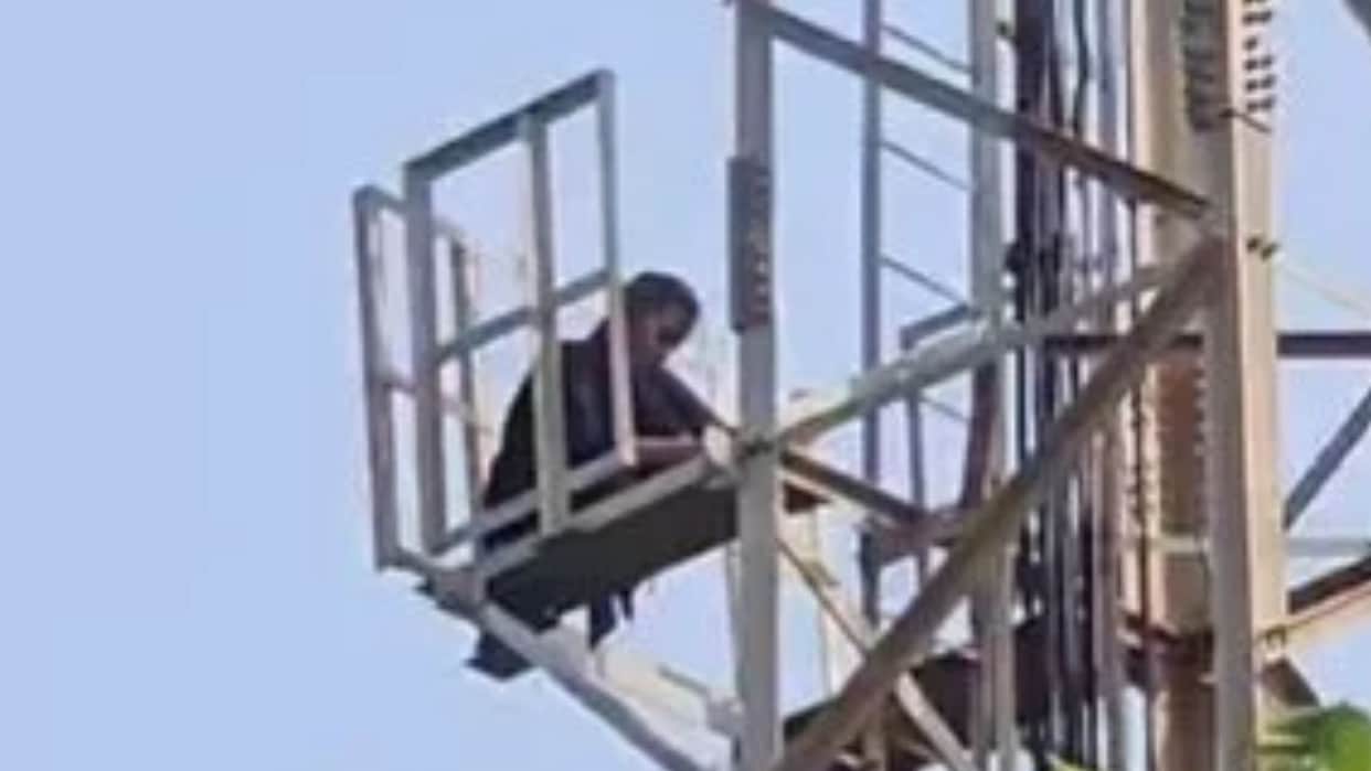 Woman climbs mobile tower again after 11 days demands lover release from jail issues warning on Instagram
