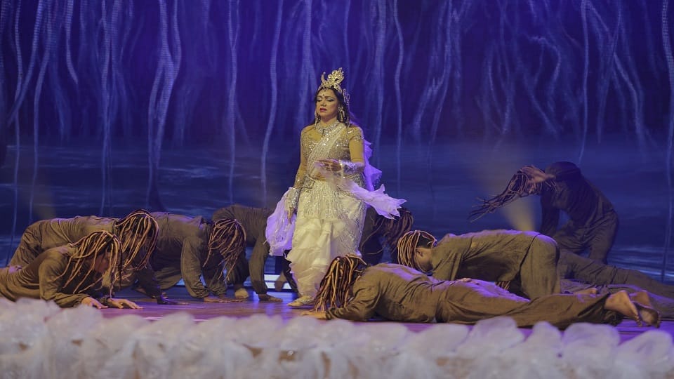 actress Hema Malini perform dance drama titled Maa Ganga at Brajraj Utsav in vrindavan in mathura