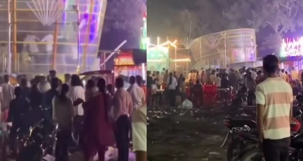 Kanpur Video of Gravity ride collapsing goes viral incident occurred at Armapur fair with 20 people on board