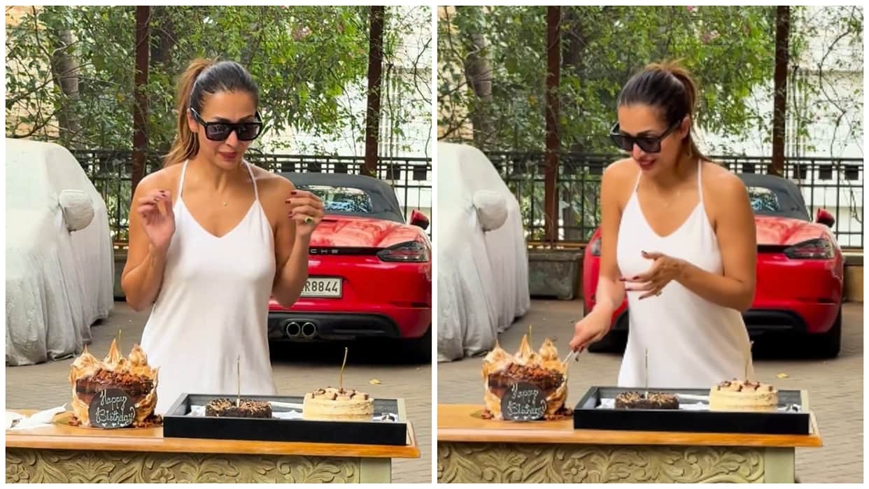 Malaika Arora Celebrates 53rd Birthday With Paparazzi Cuts Cakes In White Dress And Poses For Cameras