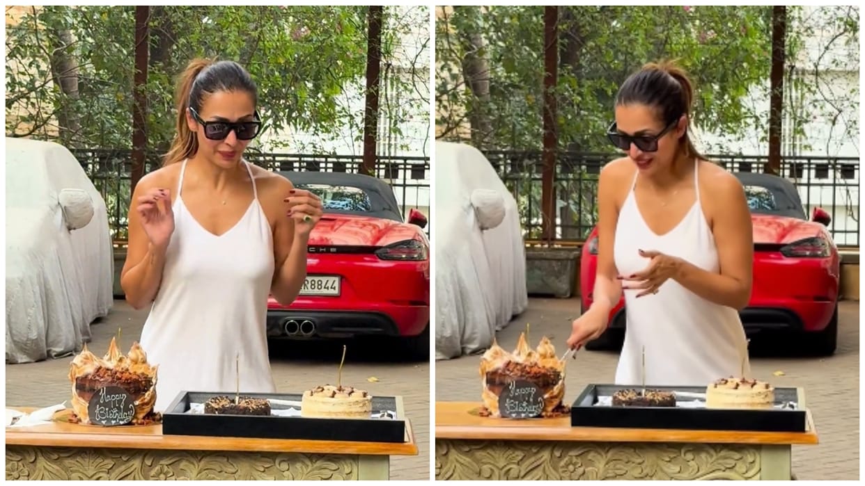 Malaika Arora Celebrates 53rd Birthday With Paparazzi Cuts Cakes In White Dress And Poses For Cameras