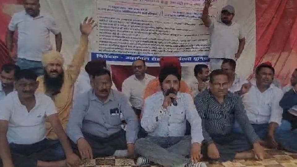 Roadways employees staged a sit-in protest after not receiving their salaries for three months in rudrapur