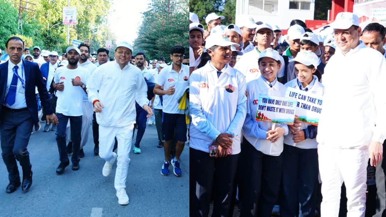 CM pushkar singh dhami flags off drug free uttarakhand walkathon in dehradun