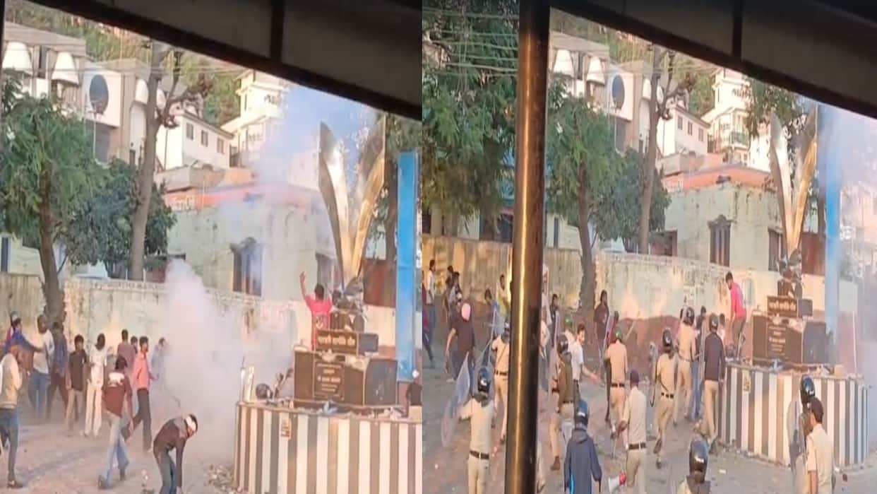 hinsa erupts again in Nahan; heavy stone pelting between two groups, police resort to lathicharge to disper