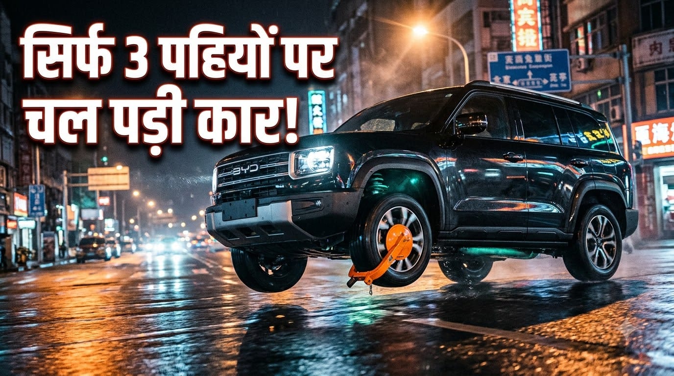 BYD SUV Drives On Three Wheels
