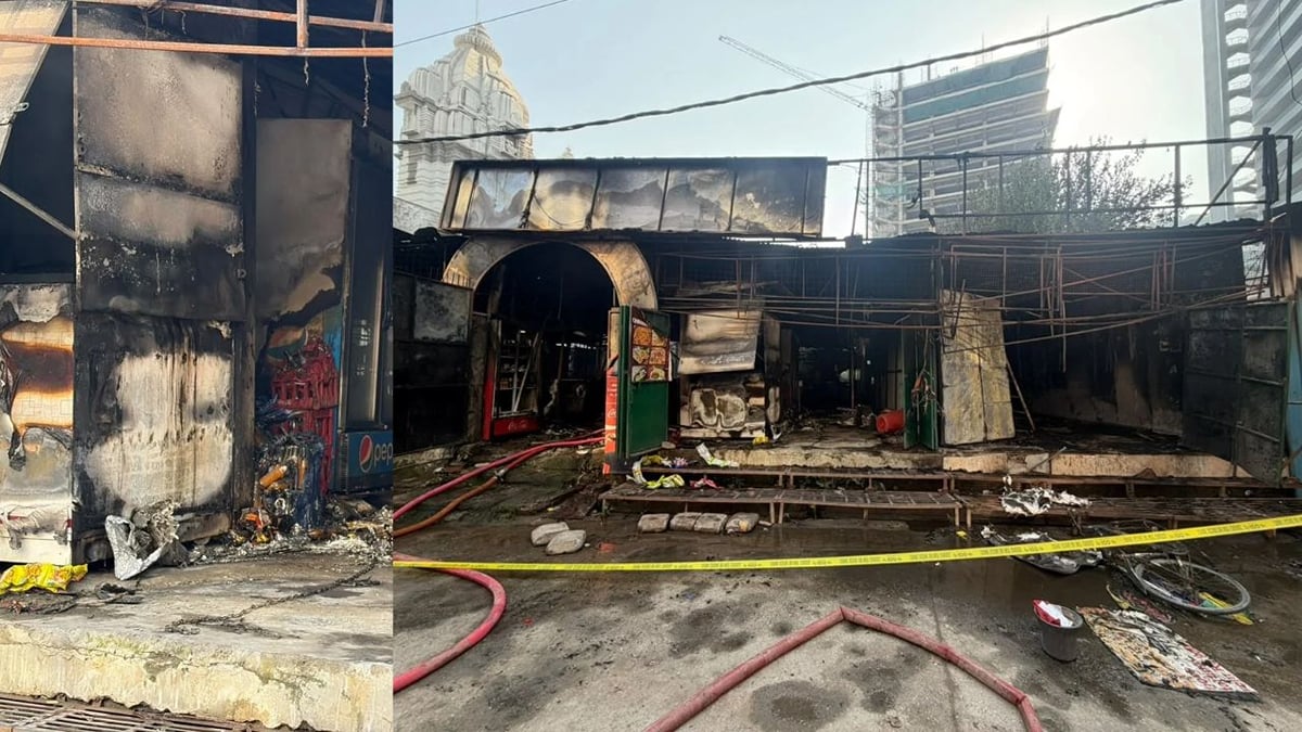 नोएडा की मिनी चौपाटी में भीषण आग: करीब 10 दुकानें जलकर खाक, युवक की मौत की खबर; जिला अस्पताल भेजा गया शव