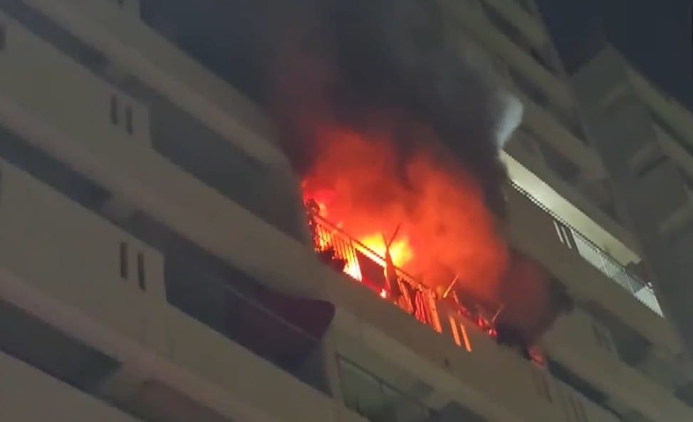Fire breaks out in sixth-floor flat at DDA Prime Apartments narela delhi