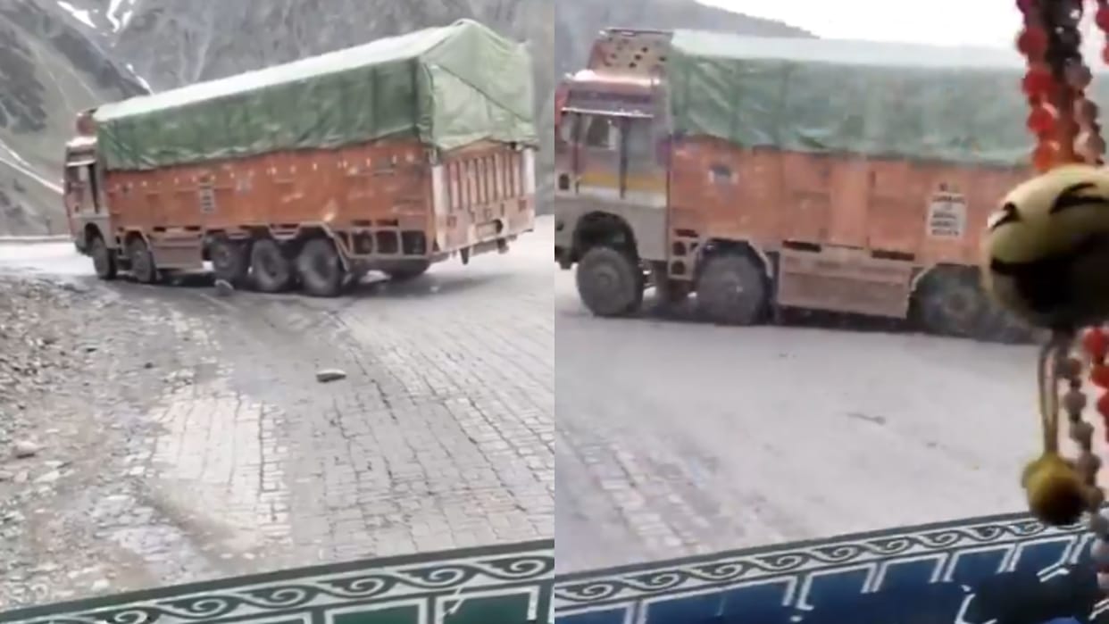 Viral Video Truck Rolls Back on a Mountain Road and Plunges Into a Deep Gorge