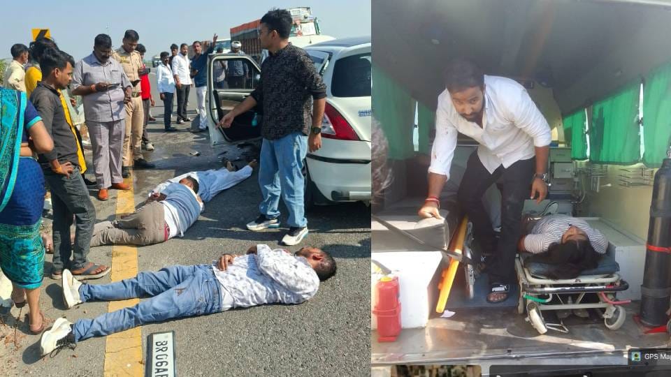 Two cars collided head-on on Purvanchal Expressway two people died and injured seven others
