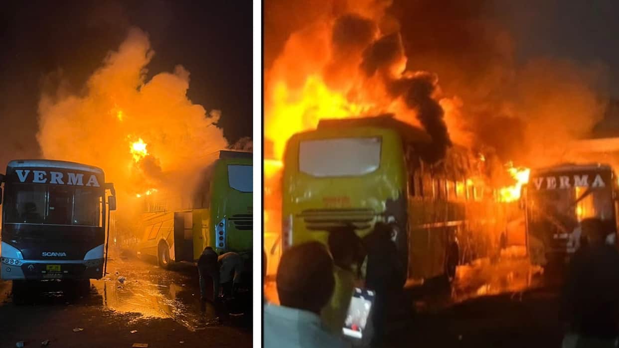 bhopal isbt bus stand fire half dozen ac buses