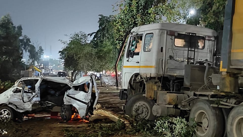 Three people died in a road accident near the Housing Board Colony in Ferozepur Jhirka, Nuh
