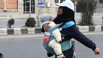 J&K CM Omar Abdullah flags of Kashmir Marathon Srinagar