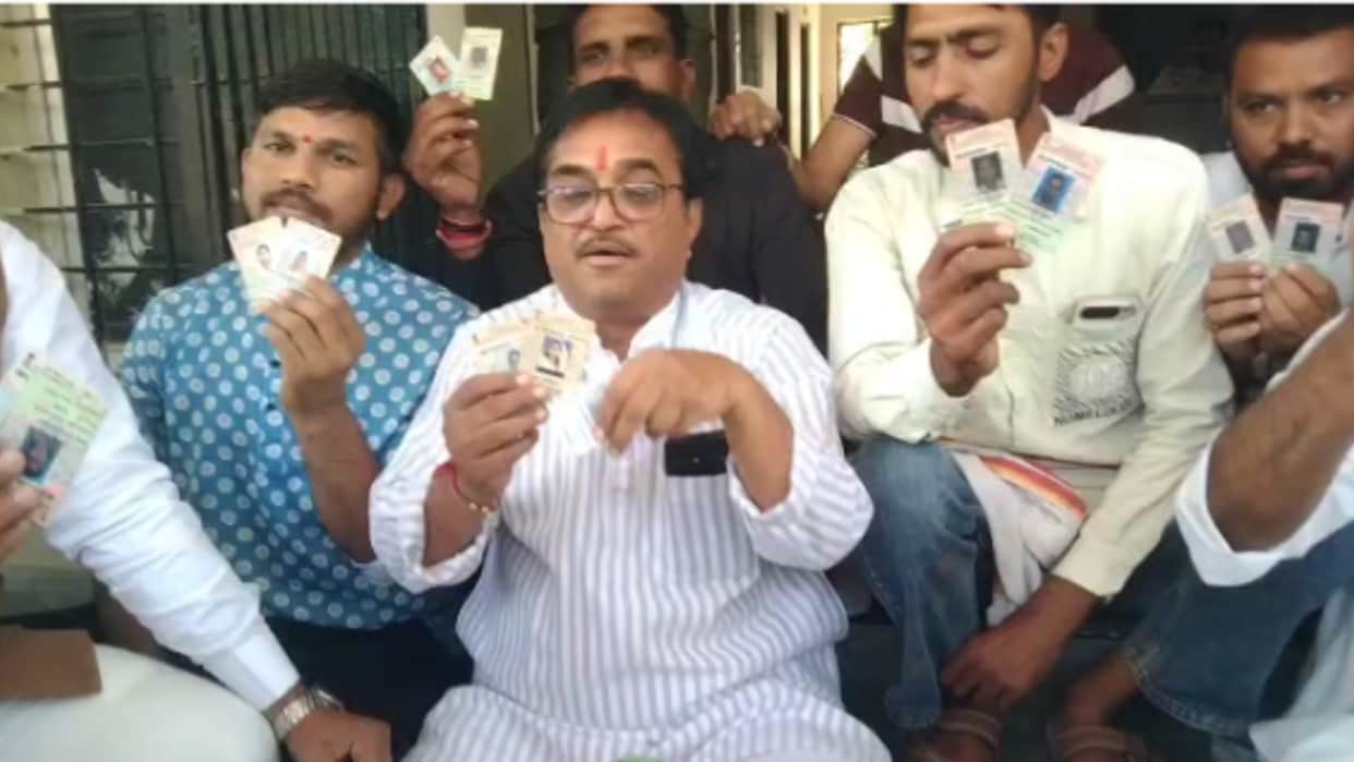omkareshwar mandleshwar narmada river voter id cards found congress demands probe