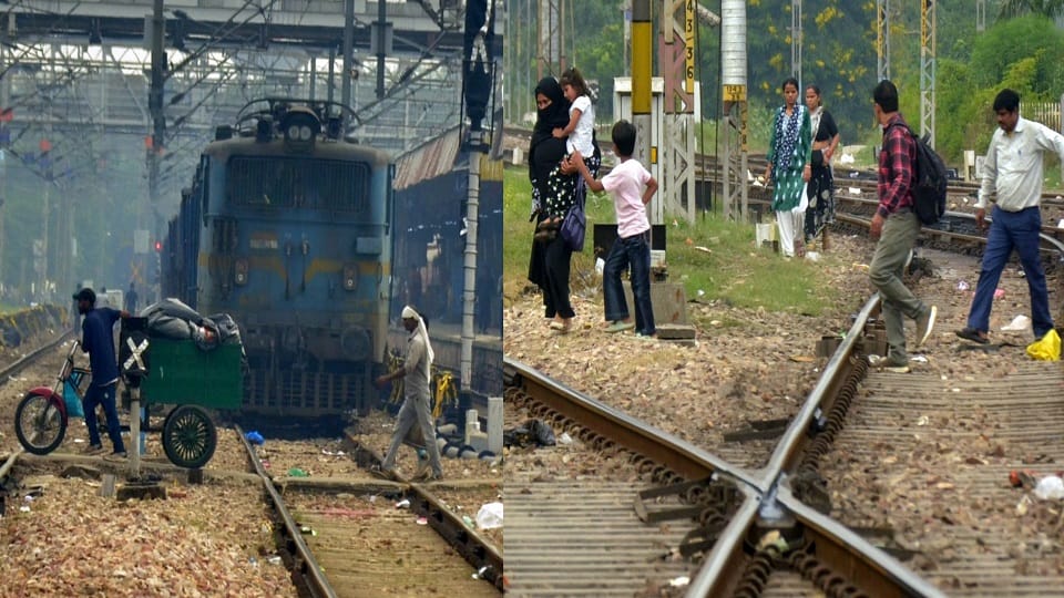 People are risking their lives by crossing railway tracks due to closure of Idgah-Kheria ROB