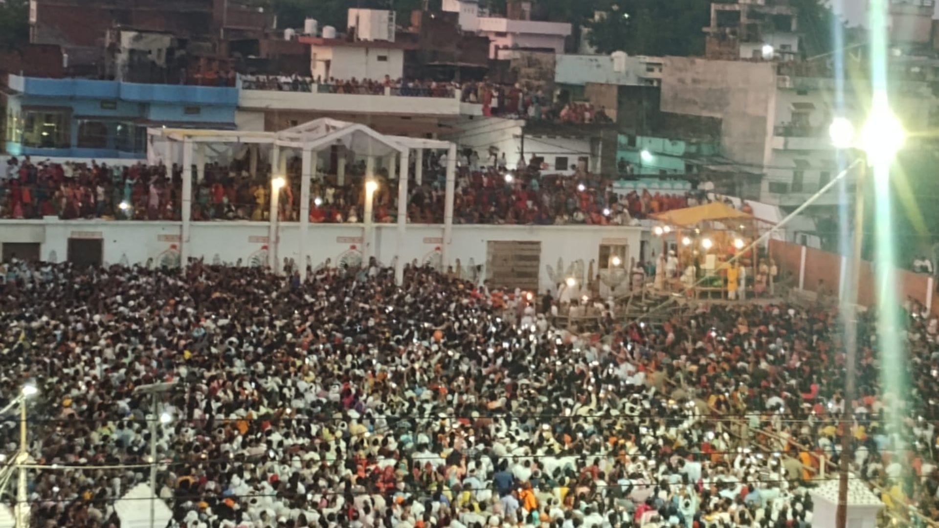 massive crowd gathered for dawn aarti at world-famous Ramlila in Ramnagar at Varanasi