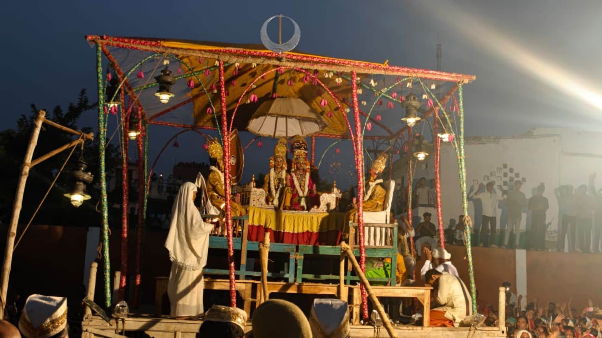 massive crowd gathered for dawn aarti at world-famous Ramlila in Ramnagar at Varanasi