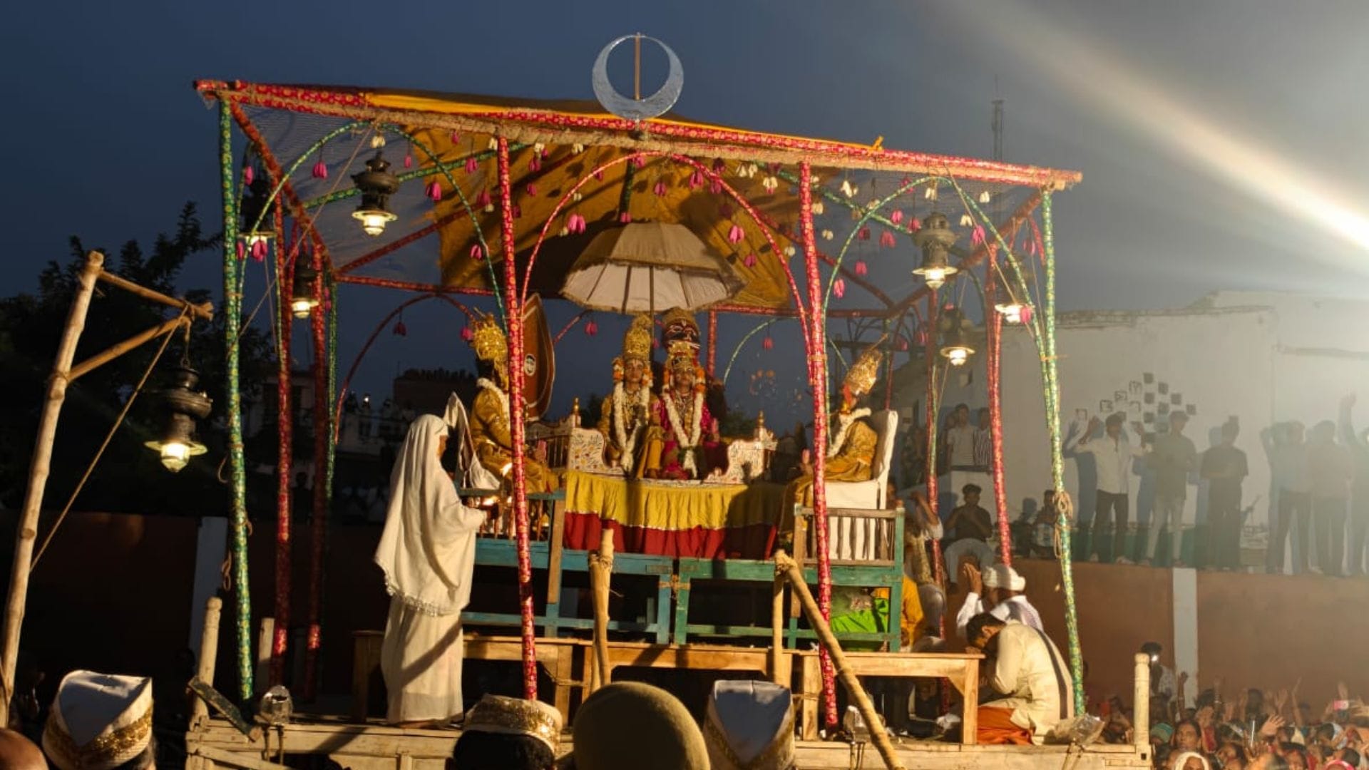 massive crowd gathered for dawn aarti at world-famous Ramlila in Ramnagar at Varanasi