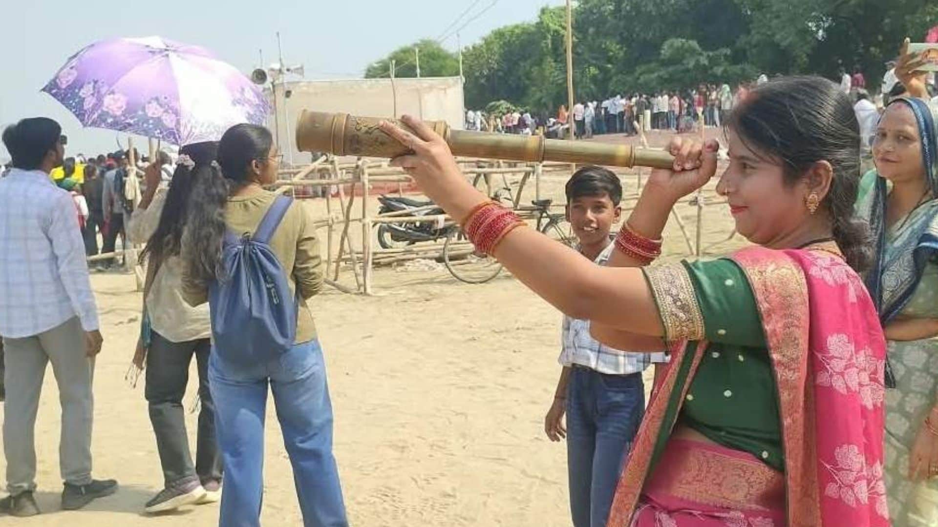 Air show thrill Rafale captured 110 km away hundreds thousands spectators gather across stretch along Ganges