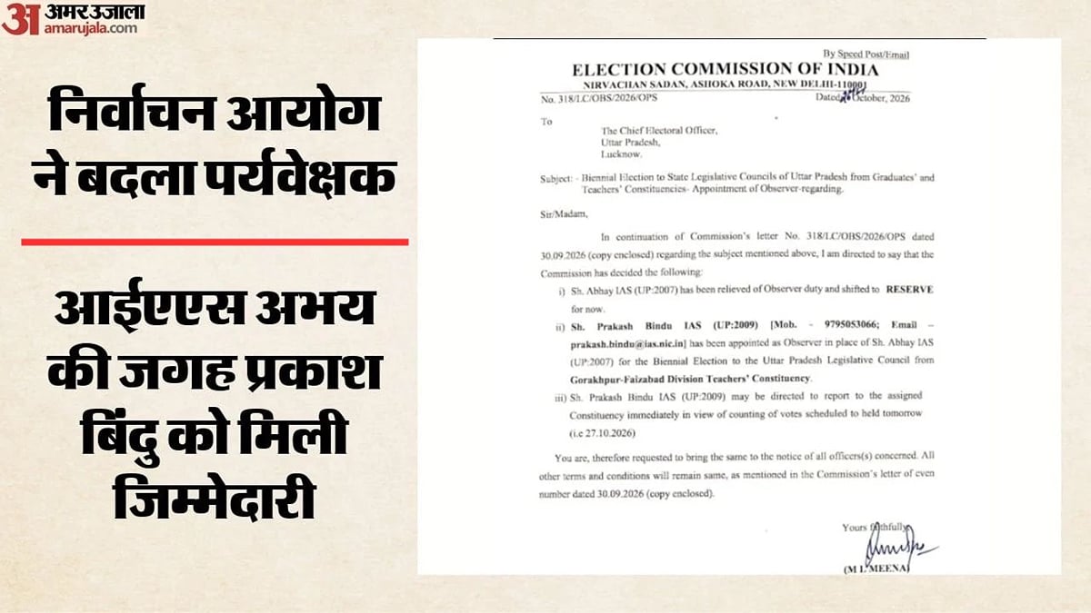 यूपी विधान परिषद चुनाव: मतगणना से ठीक एक दिन पहले बड़ा बदलाव, आईएएस अभय को पर्यवेक्षक पद से हटाया