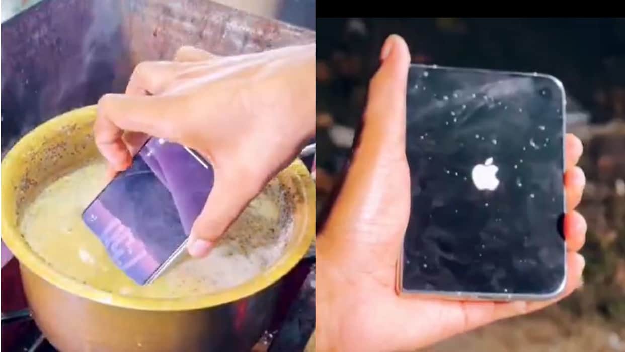 iphone duo extreme tea test boiling durability test by indian youtuber