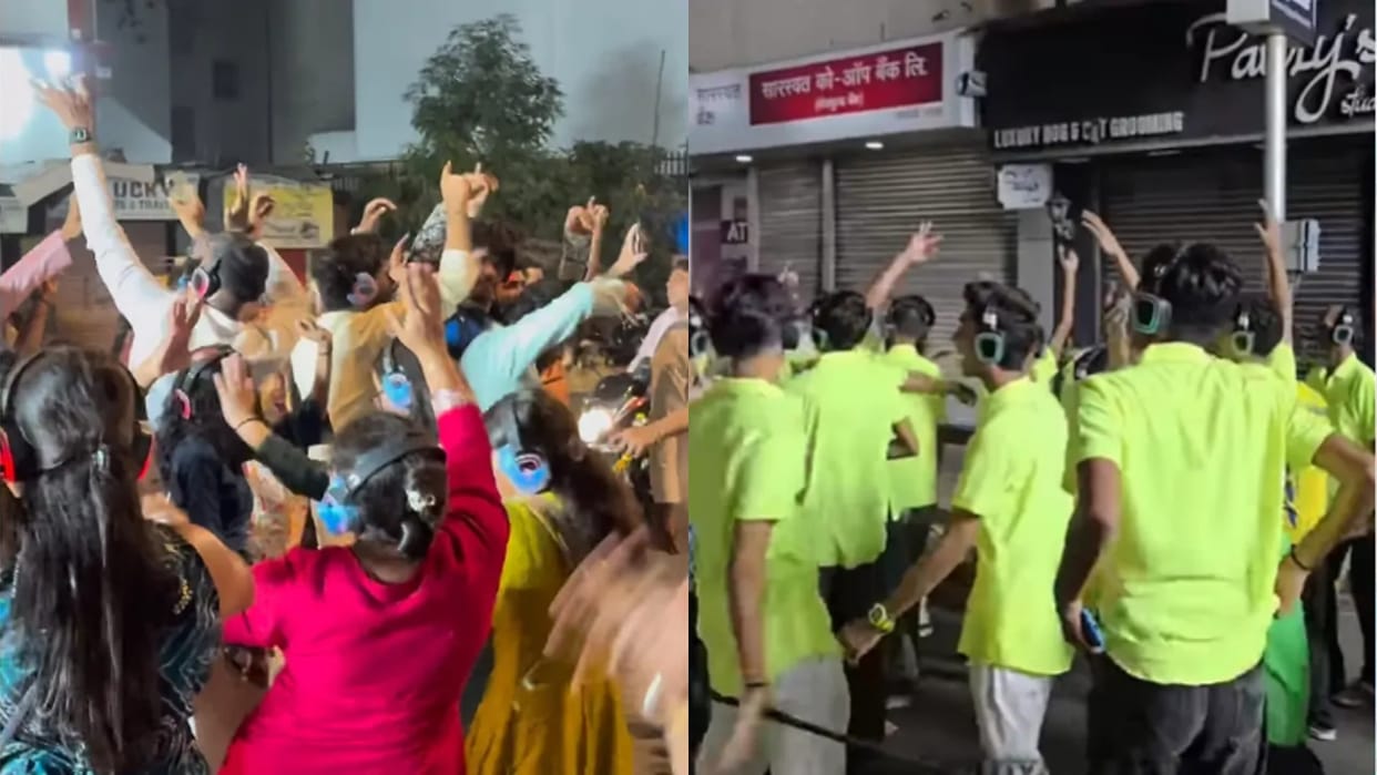 Silent DJ in Durga Visarjan Devotees Dance With Headphones Video Goes Viral
