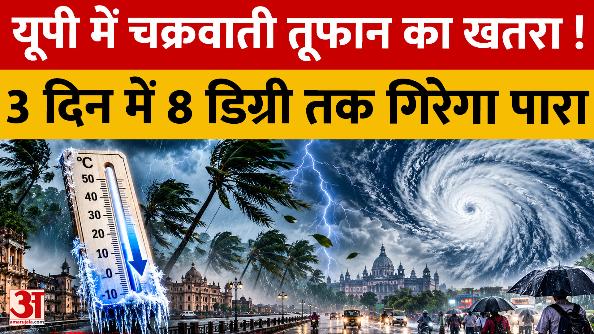 Cold to intensify in UP amid rain and thunderstorms; mercury to drop by up to 8 degrees over the next 3 days.