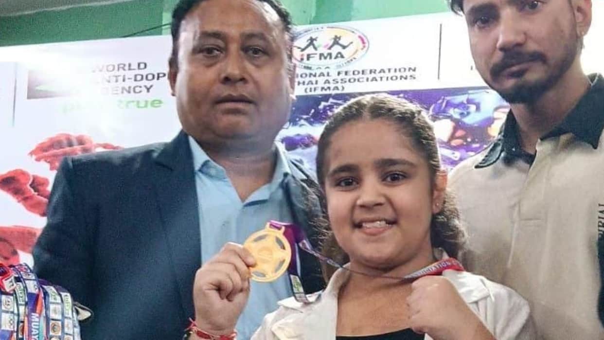 Anaysha Bhagat from R.S. Pura wins gold medal at North Zone Muay Thai Championship