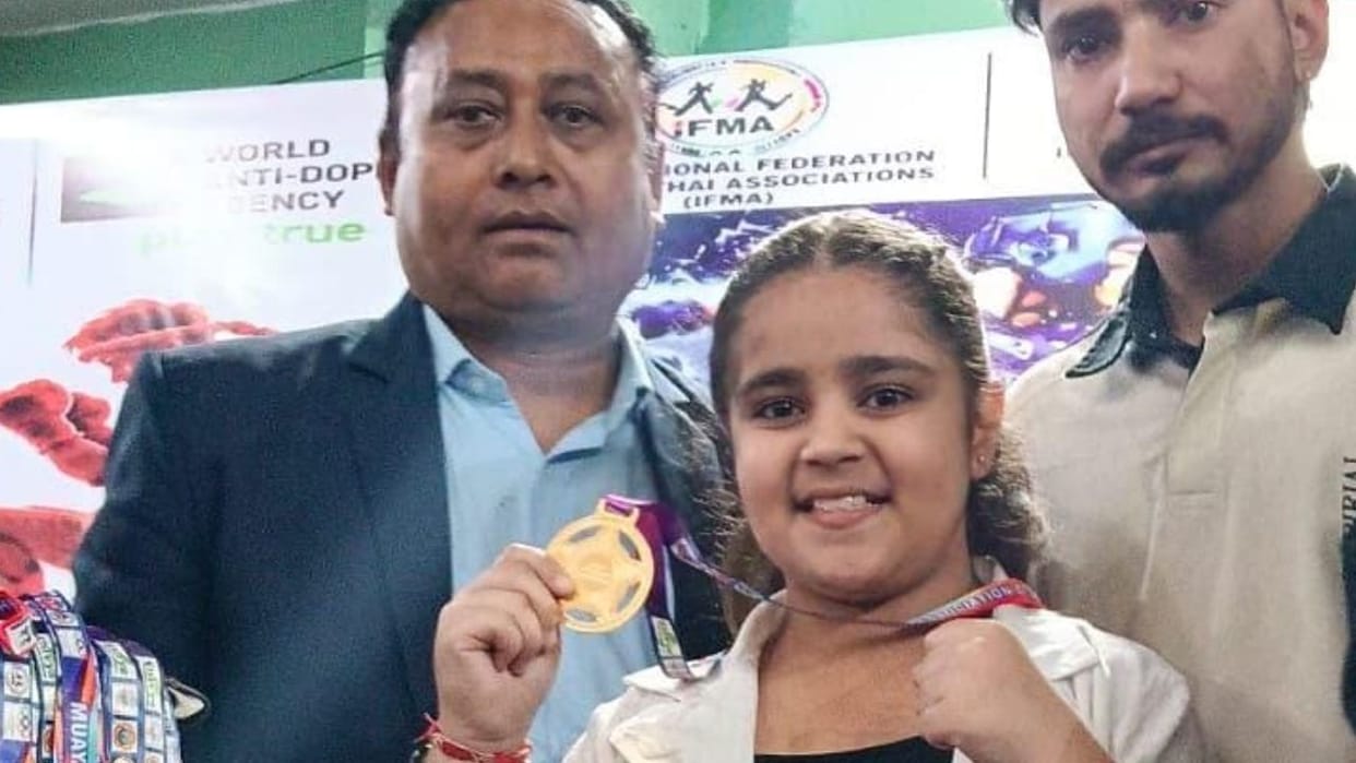 Anaysha Bhagat from R.S. Pura wins gold medal at North Zone Muay Thai Championship