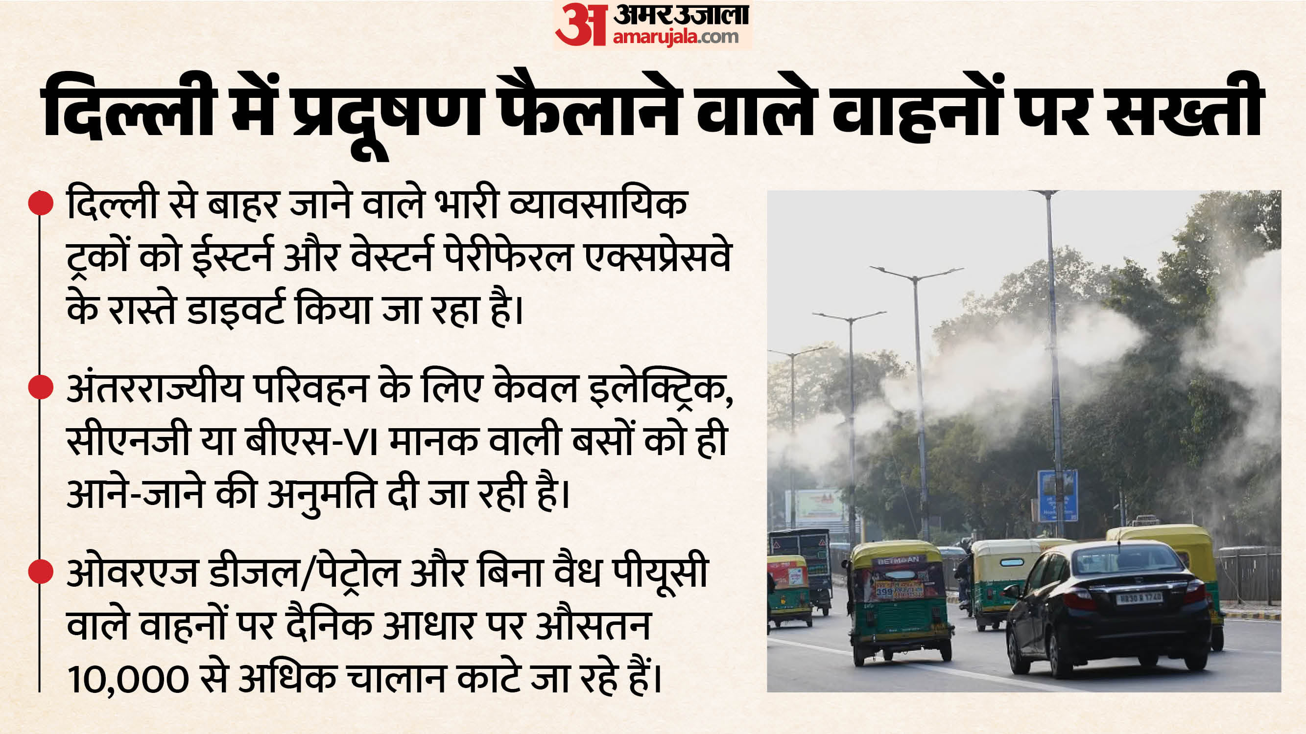 दिल्ली में वाहनों से होने वाले प्रदूषण को रोकने की कवायद।