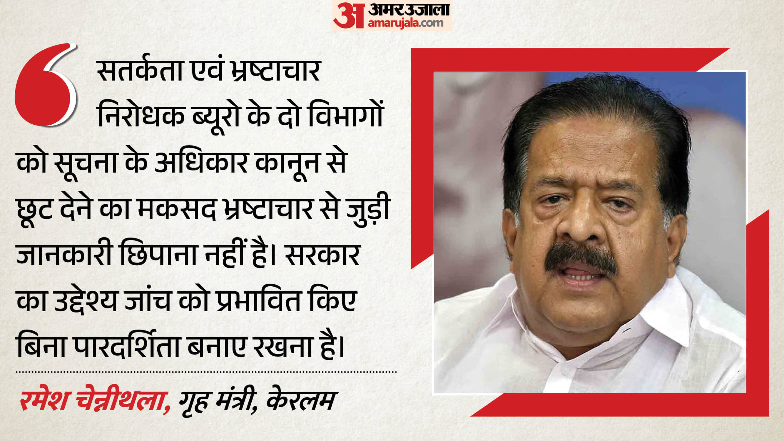 केरलम के गृह मंत्री रमेश चेन्नीथला