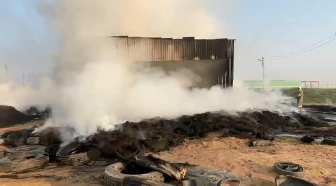 Farrukhabad Fire breaks out at factory extracting oil from tires five fire tenders bring blaze under control