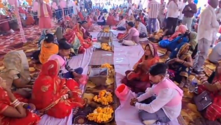 Kanpur CM mass wedding held in Shivrajpur 203 couples tied the knot while guests enjoyed a delicious feast