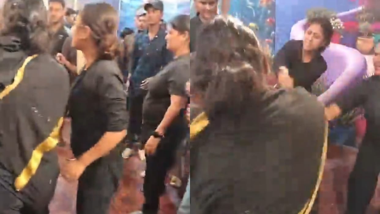 Viral Video Female Bouncers Beat Woman at Jalpari Show, Police Seen Standing Nearby