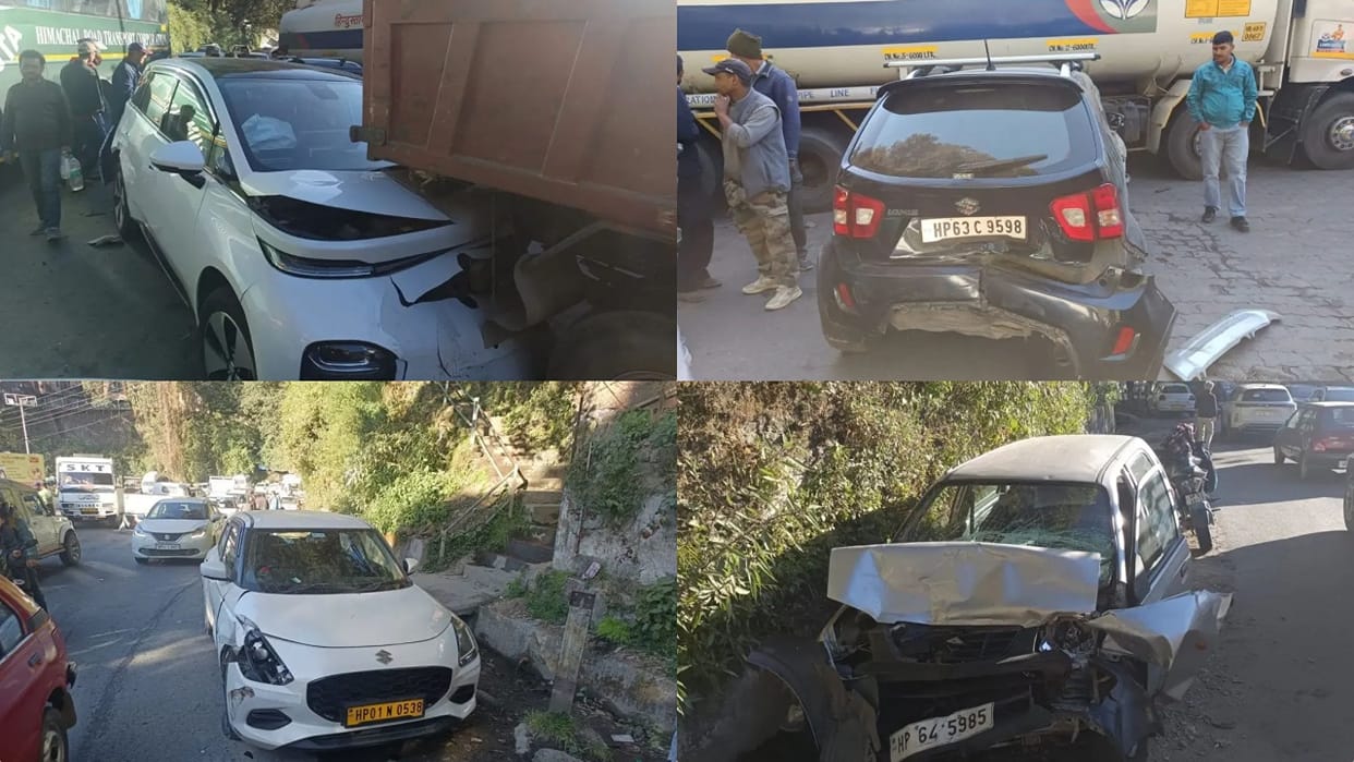 shimla old barrier vehicle collision traffic disrupted