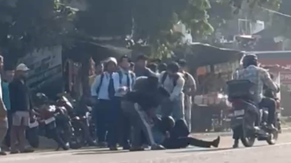 Youth beaten with kicks and punches outside a college; video of the assault goes viral