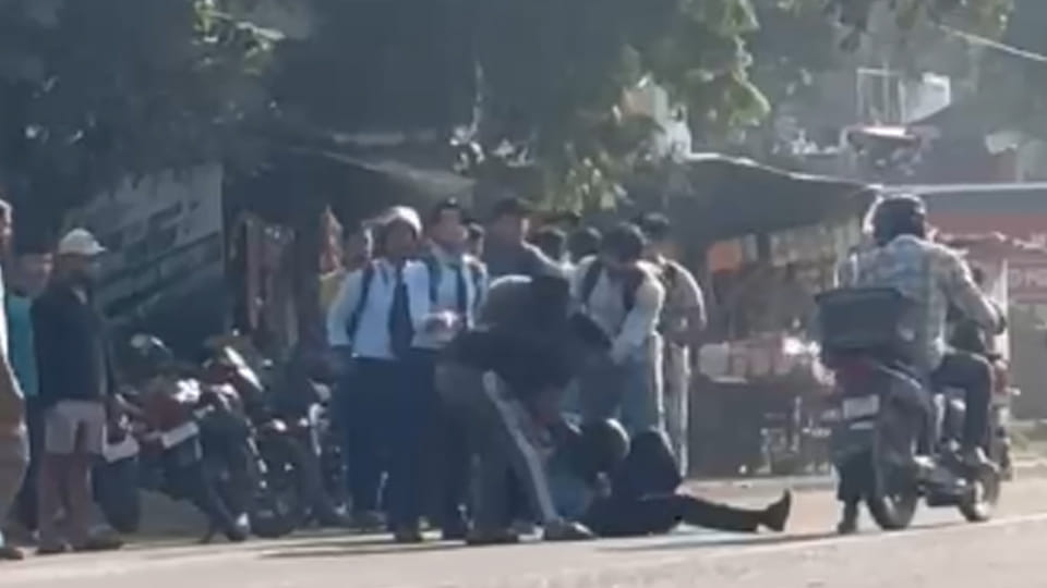 Youth beaten with kicks and punches outside a college; video of the assault goes viral