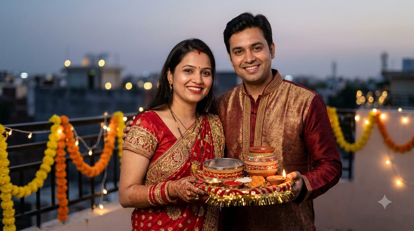 Karwa Chauth Couple Pose Ideas For Husband And Wife Romantic Instagram-Worthy Photos