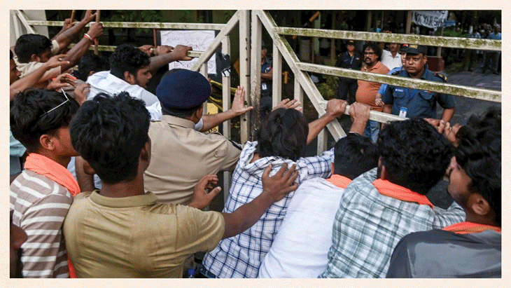 kolkata srfti campus police entry student protest torch rally