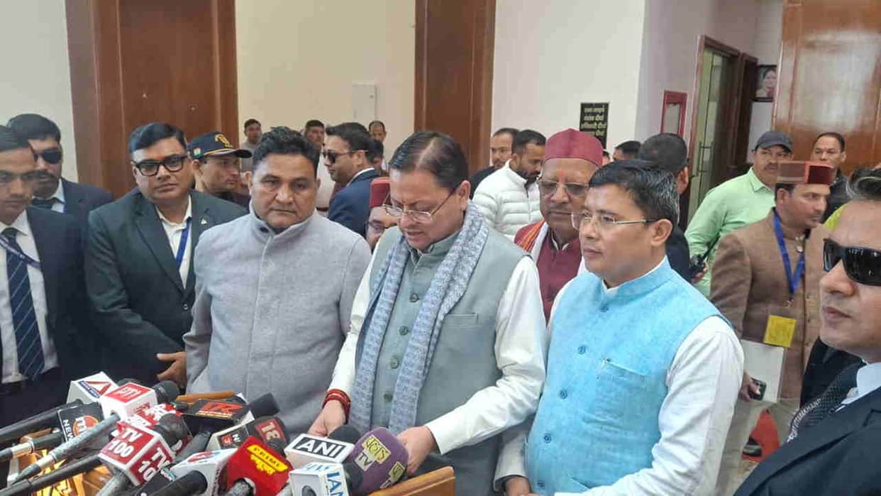 Uttarakhand assembly session cm dhami slams congress over opposition uproar final session of government term